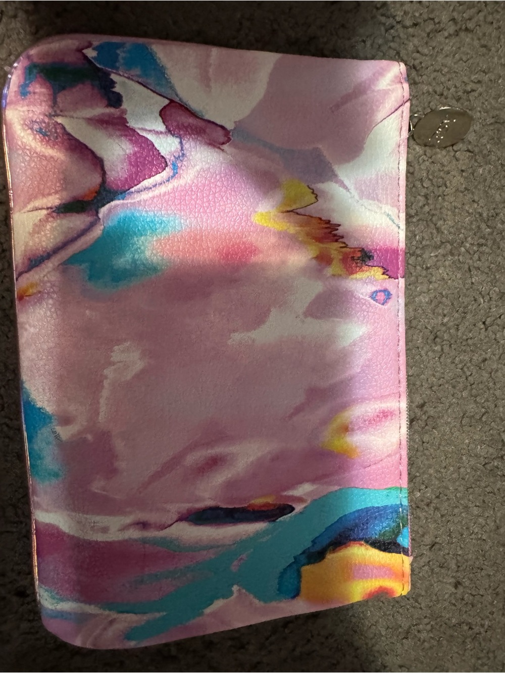 Colorful Abstract Zip Makeup bag- Pink Multicolor